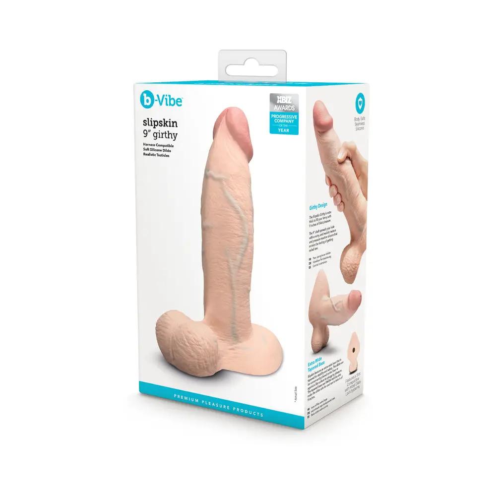 b-Vibe Slipskin Realistic Silicone Dildo 9 in. Girthy Cream by b-Vibe