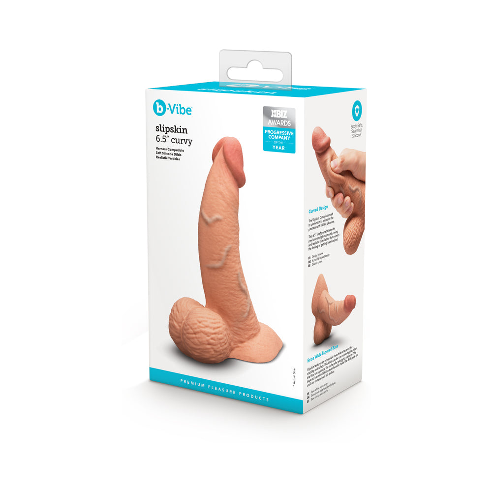 b-Vibe Slipskin Realistic Silicone Dildo 6.5 in. Curved Mocha by b-Vibe