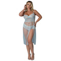 Magic Silk Blue Sky Long Chemise & Boy Short Panty Blue Queen Size by Magic Silk
