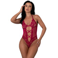 Magic Silk Black Cherry Halter Teddy Cherry L/XL by Magic Silk