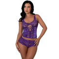 Magic Silk Satin Petals Bustier & Boy Short Set Purple L/XL by Magic Silk