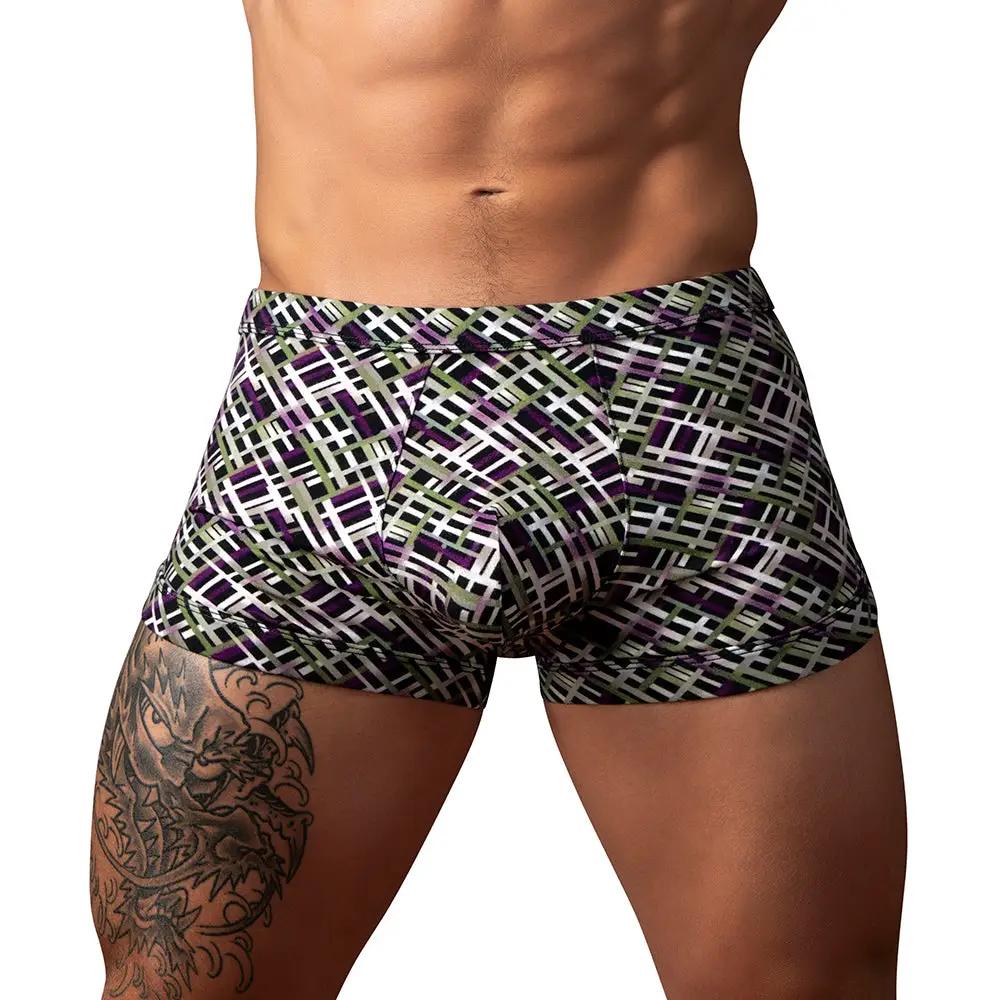 Male Power Gridlock'd Short with Strap Print M by Male Power