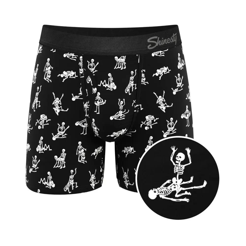 Shinesty The Bare Back Bones Glow-in-the-Dark Skeletons Ball Hammock Pouch Underwear with Fly 2XL by Shinesty