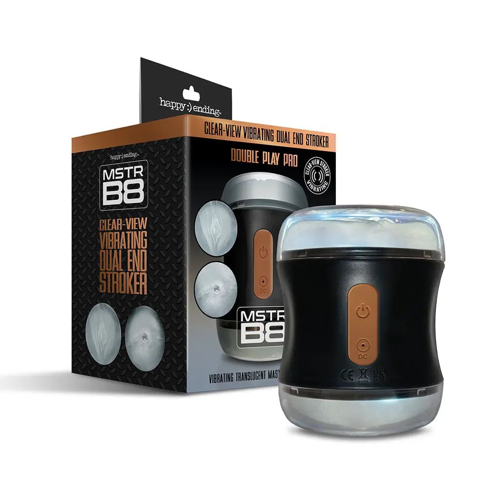 MSTR B8 Clear-View Vibrating Dual End Stroker, Double Play Pro by Global Novelties