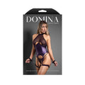 Fantasy Lingerie Domina Gartered Bustier & Crotchless Panty w/Detachable Restraints/Garters Deep Purple S/M by Fantasy Lingerie