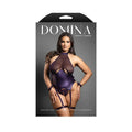 Fantasy Lingerie Domina Gartered Bustier & Crotchless Panty w/Detachable Restraints/Garters Deep Purple Queen Size by Fantasy Lingerie