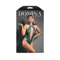 Fantasy Lingerie Domina Keyhole Halter Teddy with Detachable Chain-Link Leash Pine Green S/M by Fantasy Lingerie