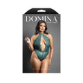 Fantasy Lingerie Domina Keyhole Halter Teddy with Detachable Chain-Link Leash Pine Green Queen Size by Fantasy Lingerie
