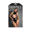 Fantasy Lingerie Domina Cupless High-Neck Halter Teddy with Zipper Detail & Pasties Black M/L by Fantasy Lingerie
