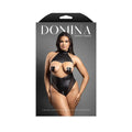 Fantasy Lingerie Domina Cupless High-Neck Halter Teddy with Zipper Detail & Pasties Black Queen Size by Fantasy Lingerie