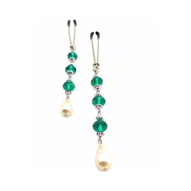 Bijoux de Nip Pearl Turquoise Beaded Nipple Clamps by PHS International