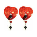 Bijoux de Nip Red Sequin Heart Pasties with Faceted Beads by PHS International