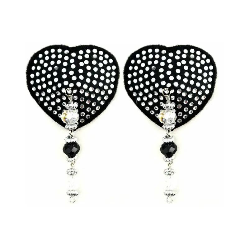 Bijoux de Nip Black Crystal Heart Pasties with Faceted Beads by PHS International