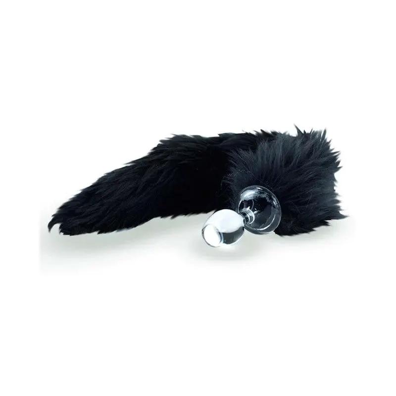 Crystal Delights Minx Faux Fur Tail Plug Black by Crystal Delights