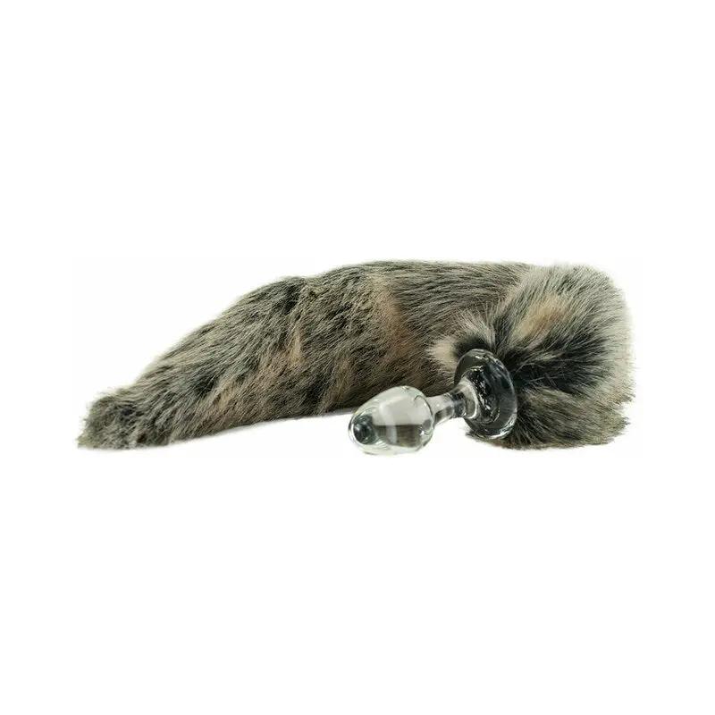 Crystal Delights Minx Faux Fur Tail Plug Grey Wolf by Crystal Delights