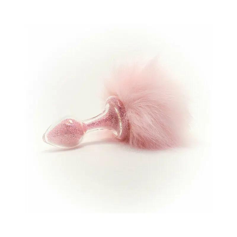 Crystal Delights Magnetic Sparkle Bunny Tail Plug Pink by Crystal Delights
