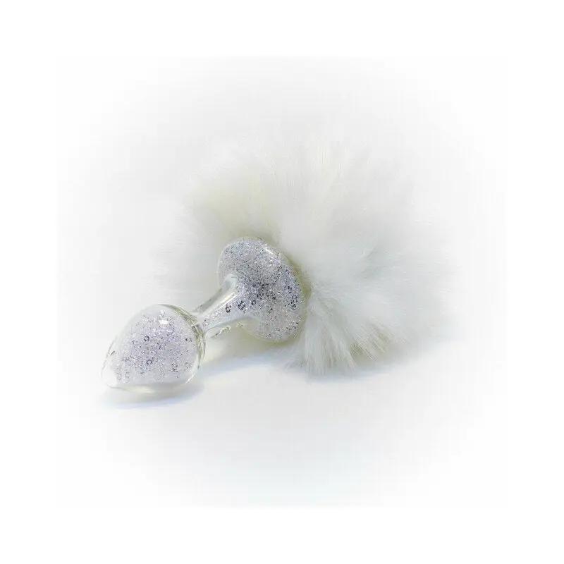 Crystal Delights Magnetic Sparkle Bunny Tail Plug White by Crystal Delights