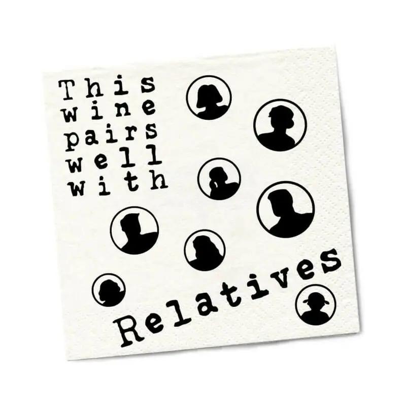 Twisted Wares Wine Pairs Well With Relatives Napkins 20-Pack by Twisted Wares